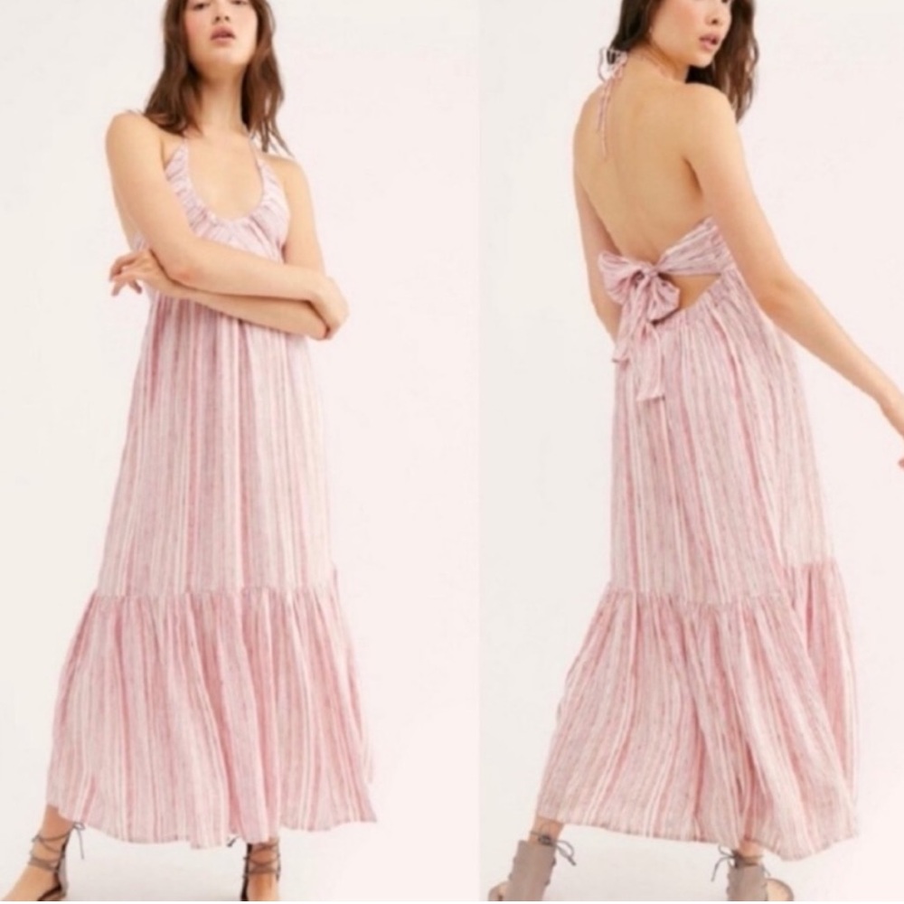 Free People Pink Striped Maxi Dress